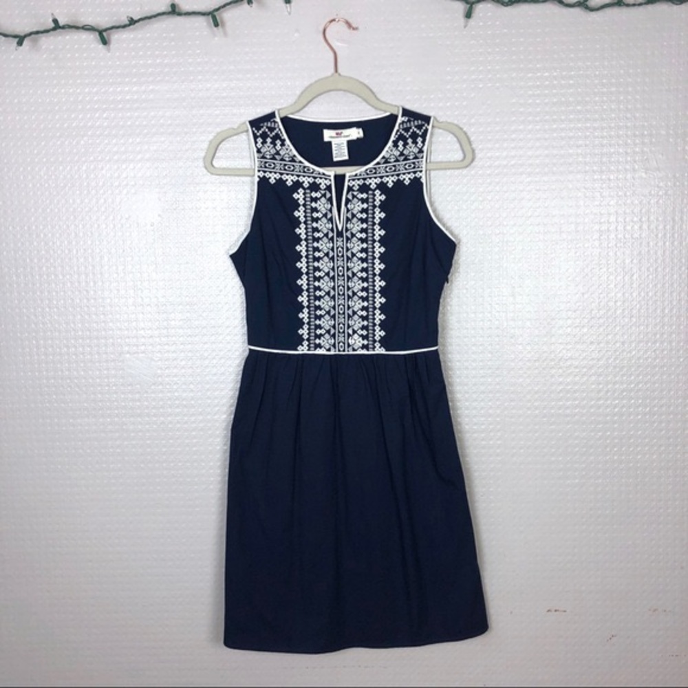 Cotton Blue Embroidered Vineyard Vines Dress